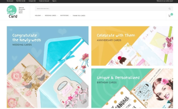 Deluxe Card Special Occasion Cards Store Magento Theme