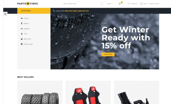 PartsnTires Car Tuning eCommerce Template Magento Theme